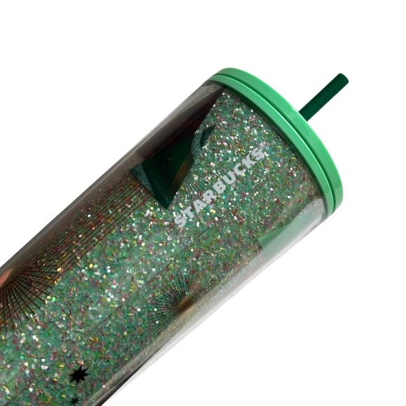 NWT Starbucks 2020 Glitter Christmas Tree 24 oz Tumbler - Picture 3 of 9
